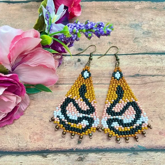 Handcrafted Beaded Earrings - Picture 1 of 5